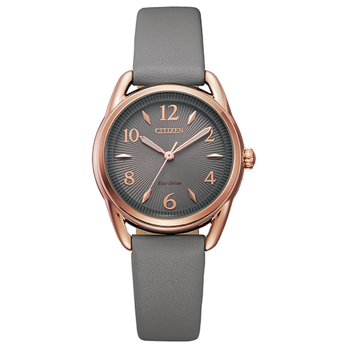Ladies' Drive Eco-Drive Rose Gold & Gray Leather Strap Watch, Gray Dial