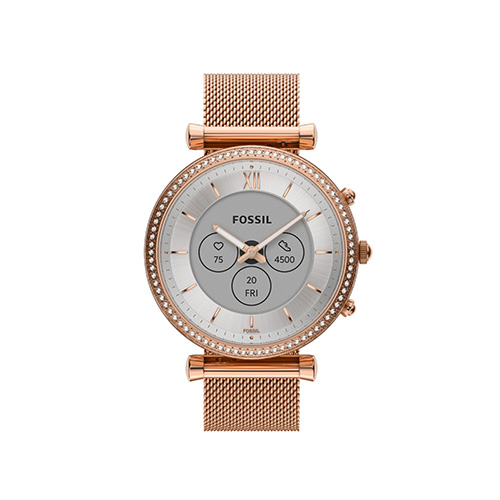 Ladies Carlie Gen 6 Hybrid Rose Gold-Tone Smartwatch, Silver Dial