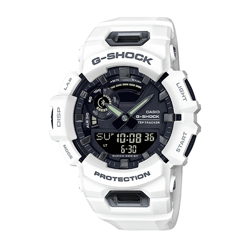 Mens G-Squad Smartphone Link White Resin Smartwatch, Black Dial