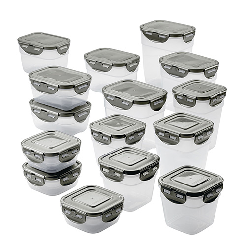 30pc Leakproof Stacking Container Food Storage Set, Gray