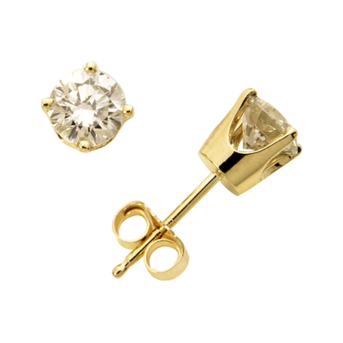 14k Yellow Gold Diamond Solitaire Earrings, .10twt
