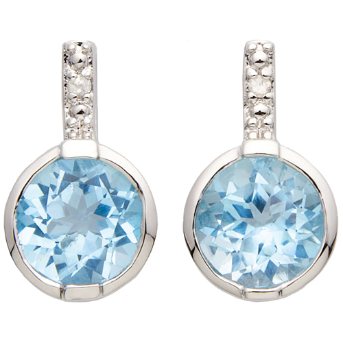 Diamond & Blue Topaz Earrings