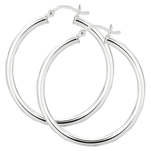 Sterling Silver 3x50mm Hoop Earrings