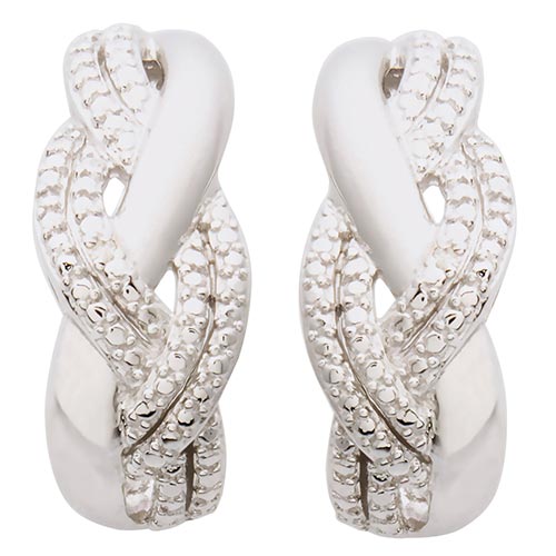 Twist Diamond Earrings with 14k White Gold