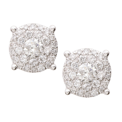 Diamond Multi-Stone 14k White Gold Earrings
