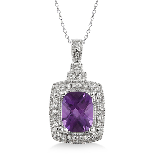 Purple Amethyst and Diamond Necklace