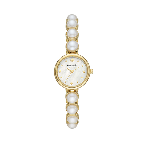 Ladies' Monroe Pearl Beaded Bracelet Watch, White Mother-of-Pearl Dial