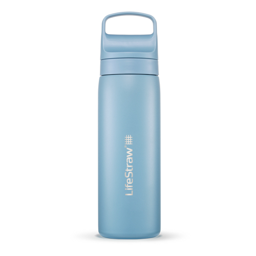 LifeStraw Go 18oz Stainless Steel Water Filter Bottle, Icelandic Blue
