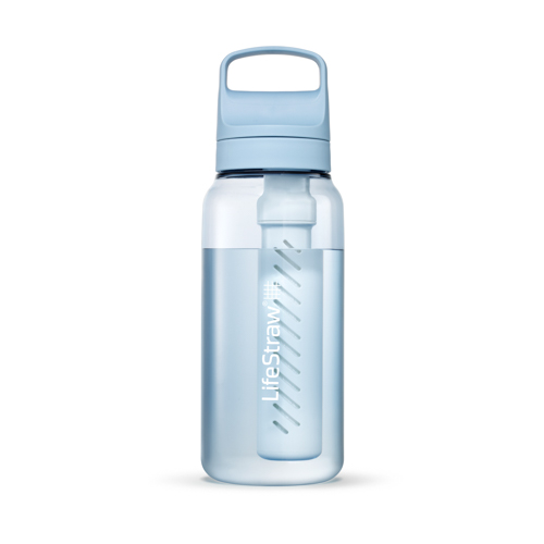 LifeStraw Go 1L Water Filter Bottle w/ Tritan Renew, Icelandic Blue