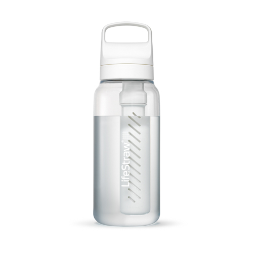 LifeStraw Go 1L Water Filter Bottle w/ Tritan Renew, Polar White