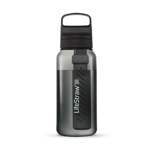 LifeStraw Go 1L Water Filter Bottle w/ Tritan Renew, Nordic Noir