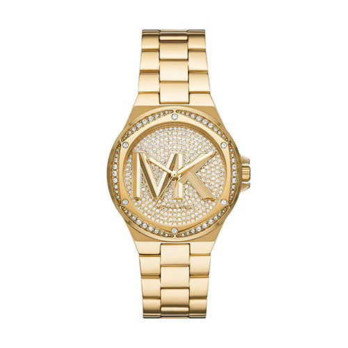 Ladies Lennox Gold-Tone Stainless Steel Crystal Watch, Pave Crystal Dial