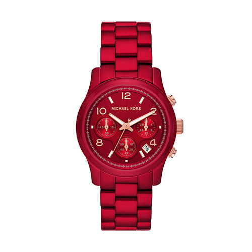 Ladies' Runway Chronograph Red Stainless Steel Watch, Red Dial