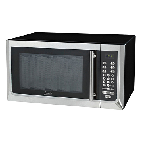 1.6 Cubic Foot 1000W  Microwave Oven, Stainless Steel w/ Black Cabinet