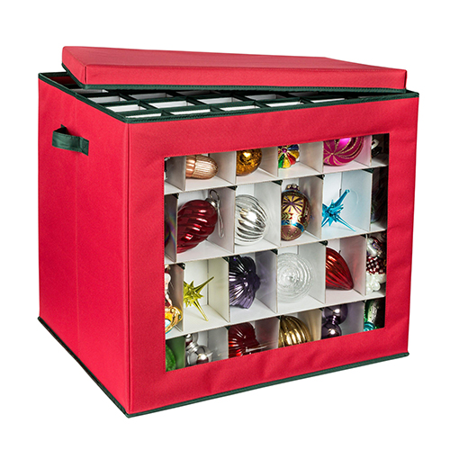 120-Cube Ornament Storage Container, Red