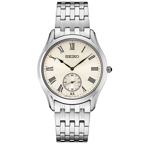 Mens Essentials Silver-Tone Stainless Steel Watch, Antique White Dial