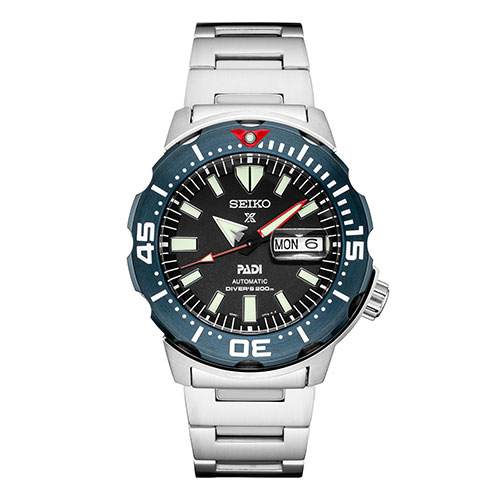 Men's Prospex PADI Special Edition Diver Silver-Tone SS Watch, Black Dial