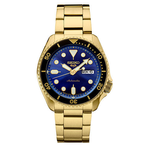 Men's Seiko 5 Sports US Special Creation Automatic Gold SS Watch, Blue Dial