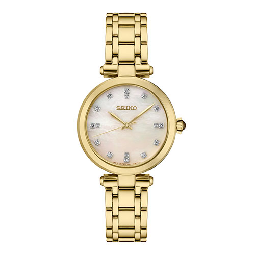 Ladies' Diamond Collection Gold-Tone Stainless Steel Watch, Mother-of-Pearl Dial