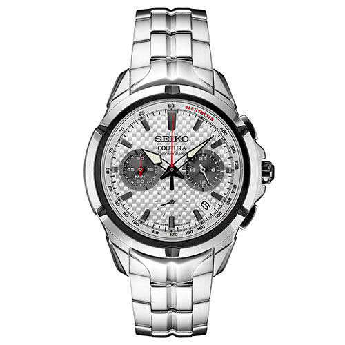 Men's Coutura Chronograph Silver-Tone Stainless Steel Watch, White Dial