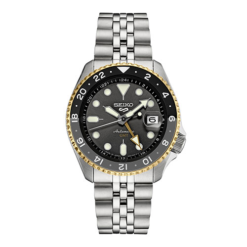 Men's Seiko 5 Sports SKX GMT U.S. Special Creation Silver Watch, Gray Dial