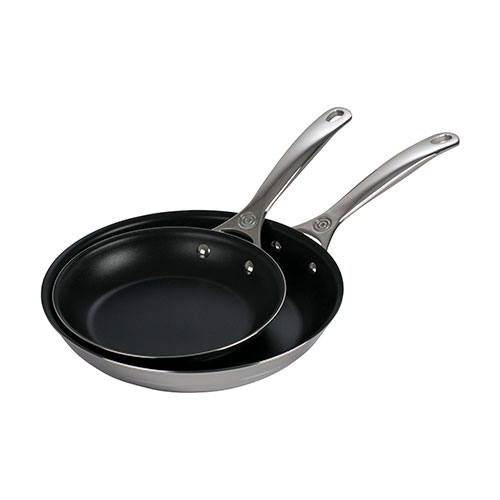2pc Signature Stainless Steel Nonstick Fry Pan Set