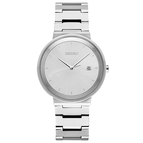 Mens Essentials Contemporary Silver-Tone Watch, Silver Dial