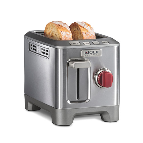 Stainless Steel 2 Slice Toaster w/ Red Knobs